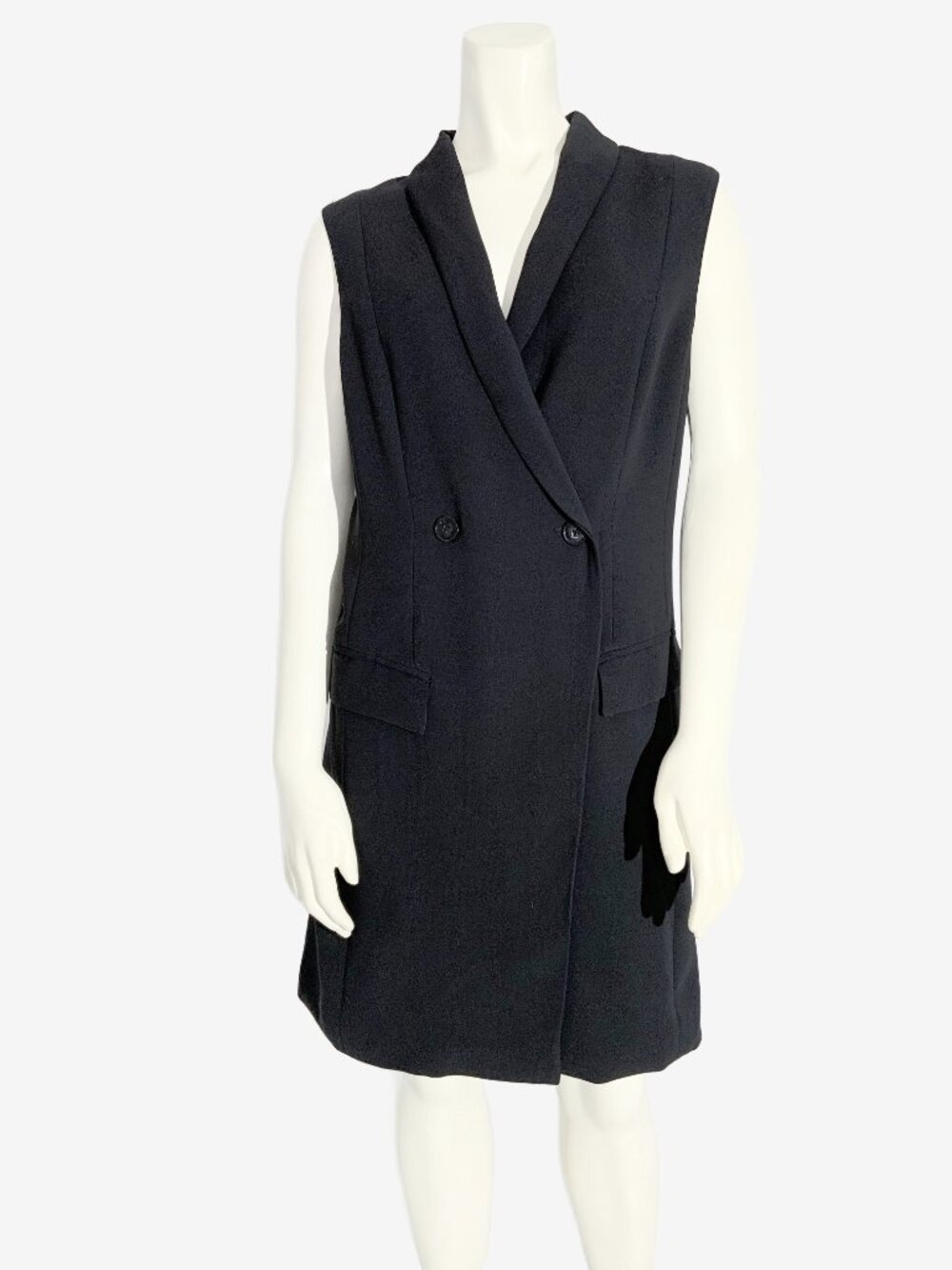 Vintage 1990s Le Chateau Black Sleeveless Tuxedo Dress / size Large